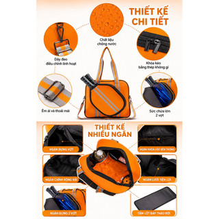 Túi Đựng Đồ Thể Thao Vợt Pickleball có ngăn lớn Nam Nữ Chống Sốc Balo Đựng Vợt Pickelball
