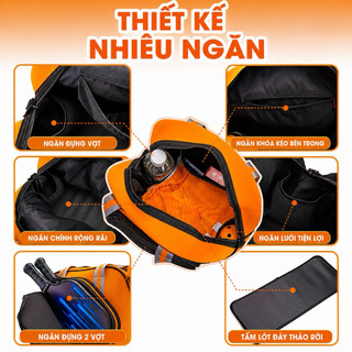Túi Đựng Đồ Thể Thao Vợt Pickleball có ngăn lớn Nam Nữ Chống Sốc Balo Đựng Vợt Pickelball