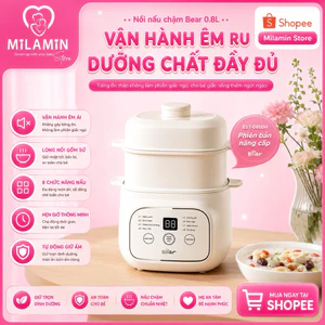 Nồi Nấu Cháo Chậm Cho Bé Đa Năng 0.8L Bear EST- 085DH, Kèm Lồng Hấp, Hẹn Giờ, Cách Thủy, BH 18 Tháng