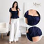 Áo Kiểu Nữ Tay Phồng Cổ Vuông Rút Dây Nhún Eo Dáng Peplum Chất Vải Nhăn Mềm Phong Cách Hàn Quốc