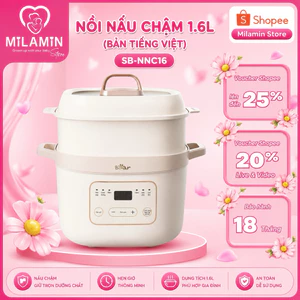 Nồi Nấu Chậm Bear 1,6L SB-NNC16 Đa Năng- CS 270W- 6 Chế Độ Ninh Nấu Hầm Hấp Chưng Yến - BH 18 Tháng