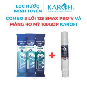 Combo 4 lõi Karofi chính hãng, Màng RO Mỹ 100GPD Karofi Kèm Bộ 3 Lõi Lọc 123 Smax Pro V Karofi