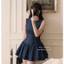 Váy demin sát nách cổ tròn đính khuy bọc chiết eo tôn dáng , Đầm jean nữ dáng ngắn xoè bồng style HQ mặc đi chơi đi biển