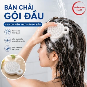 Combo 6 cái Bàn chải gội đầu trắng silicon mềm giúp thư giãn da đầu