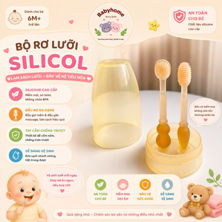 Sét Rơ Lưỡi + Bàn Chải Silicon cao cấp Cho Bé 0-18 tháng tuổi babyhome