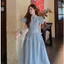 MIU.STUDIO •”Popy dress” Váy sơmi kẻ dáng dài thiết kế chiết eo tay bồng,Đầm xoè công sở pha cổ đức thanh lịch trẻ trung