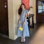 MIU.STUDIO •”Popy dress” Váy sơmi kẻ dáng dài thiết kế chiết eo tay bồng,Đầm xoè công sở pha cổ đức thanh lịch trẻ trung