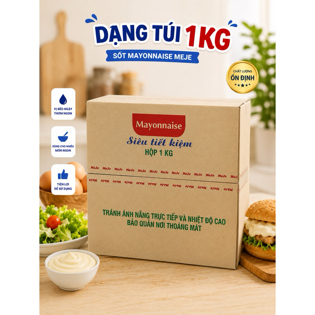 Thùng 12kg xốt Mayonnaise dạng túi 1kg - Meje