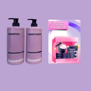 C62_(KÈM QUÀ) [DEAL BỘ TÍM 1000ML] Combo Gội Xả Phục Hồi Tóc Hư Tổn Rosemine 1000ml + 1 Ủ Tóc & 1 TDC Body