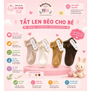 Vớ Cơ Bản Khử Mùi Viền Gỗ Cuộn Tròn Cho Bé Gái Sơ Sinh 0-5 Tuổi