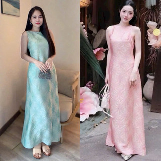 Váy lụa sát nách dáng A chiết eo nhẹ nhàng