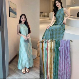 Váy lụa sát nách dáng A chiết eo nhẹ nhàng
