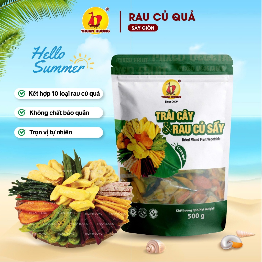 Rau Củ Sấy Thuận Hương 500g, 200g - Thập cẩm sấy: Mít sấy, Trái cây sấy, Khoai lang sấy, Chuối sấy, ... ăn vặt