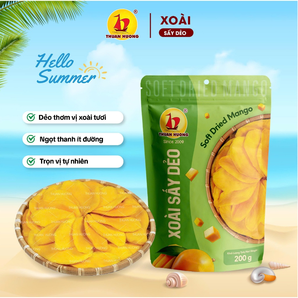 Xoài sấy dẻo Thuận Hương 200g chua ngọt, dẻo thơm - Ăn vặt trái cây sấy dẻo