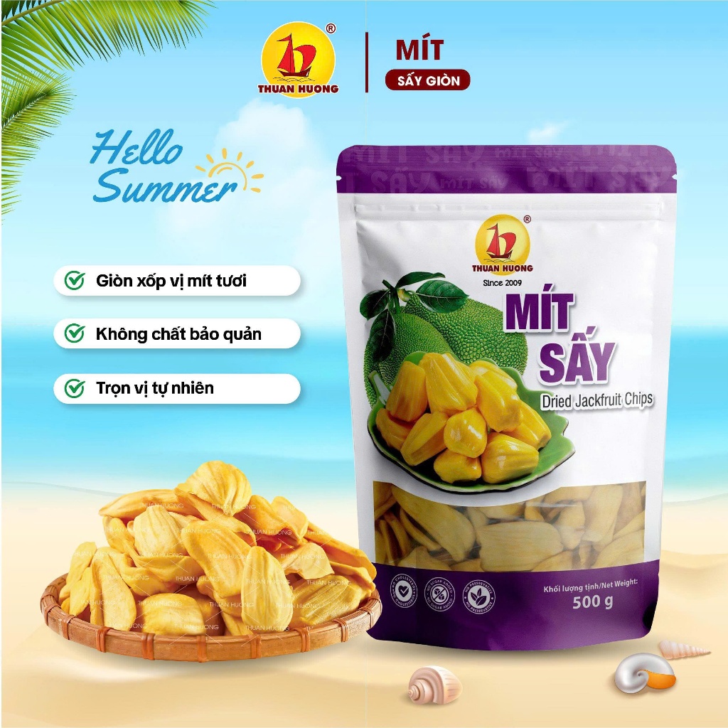 Mít sấy giòn nguyên cánh Thuận Hương 500g, 200g - Đồ ăn vặt trái cây sấy - Hàng chuẩn xuất khẩu