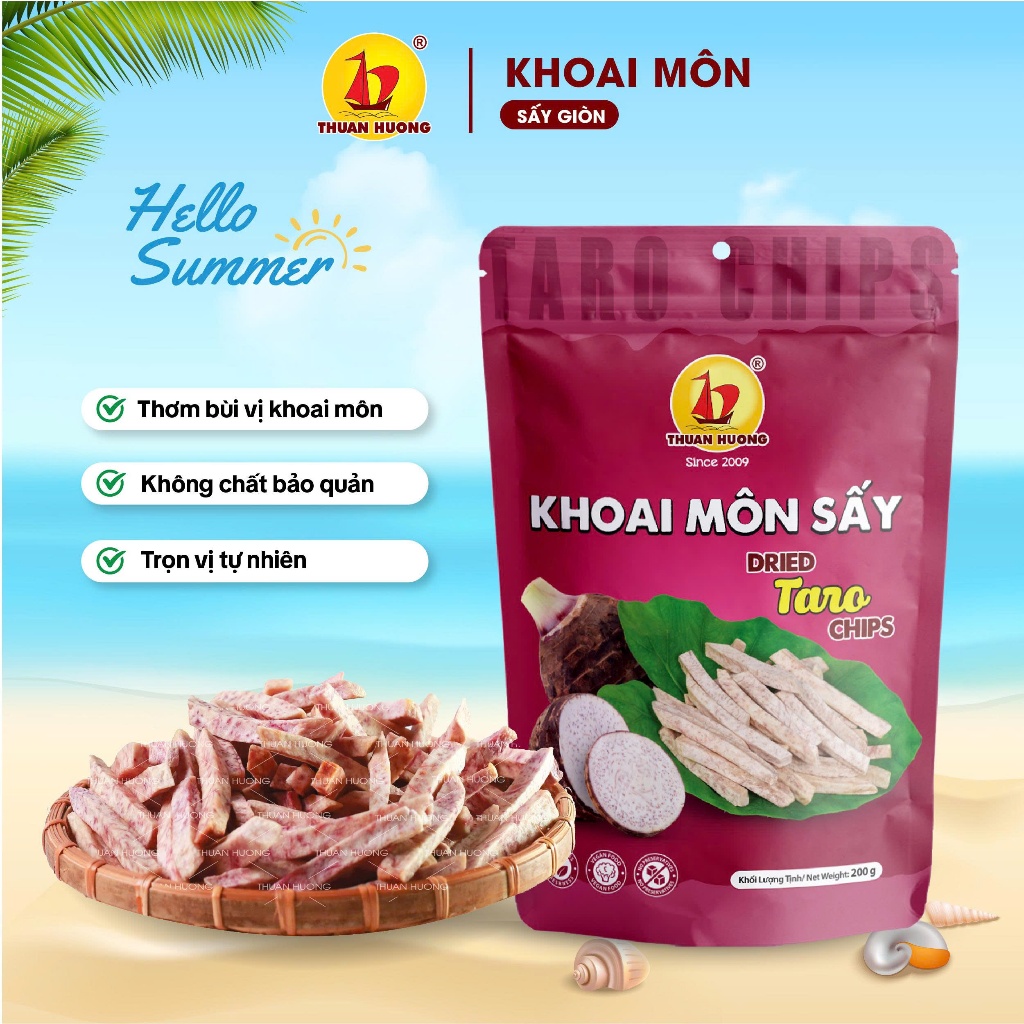 Khoai môn sấy giòn Thuận Hương 200g - Khoai môn sấy giòn thơm bùi Ăn vặt