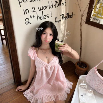 Đầm Dạ Vy ByLia.Stuu - Đầm Babydoll Ren Mộng Mơ Thiết Kế Tinh Tế Phong Cách Hàn Ngọt Ngào Nữ Tính Che Bụng Tôn Dáng
