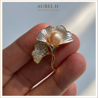 Set Quà Tặng Trâm Cài Áo Aurel D Đính Đá CZ, Ngọc Trai Cài Vest Áo Dài Kèm Túi Hộp