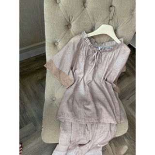 •𝙆𝙞𝙣𝙜𝙨𝙝𝙤𝙥𝙗𝙚𝙖𝙪𝙩𝙮•Set Tơ Đũi Chun Cổ Phối Tay Ren QC