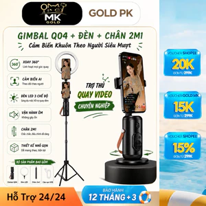 Gimbal Q04 Cảm Biến Khuôn Mặt Quay 360 Độ Điều Khiển Chụp Ản Từ Xa, Lắp Được Chân Và Đèn LED Trợ Sáng