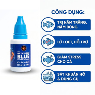 [Mua 10 Tặng 2] Xanh Methylene Cho Cá Cảnh – Hỗ Trợ Giảm Nguy Cơ Nấm, Đốm Trắng, Ký Sinh Trùng