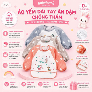 Áo yếm ăn dặm BLW chống thấm nước, có máng chứa thức ăn rơi