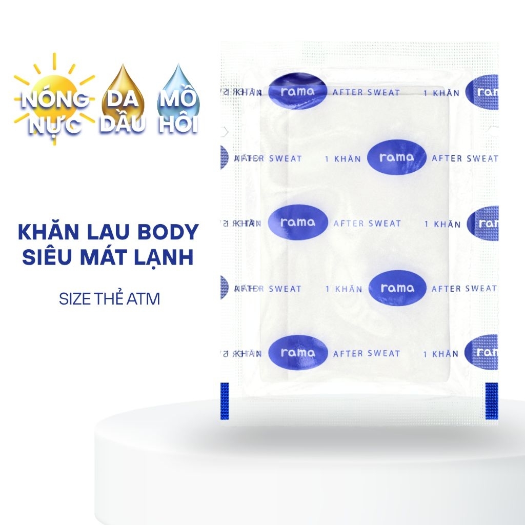 Khăn khử mùi cơ thể mát lạnh RAMA After Sweat Không cồn Không bết dính Sạch mồ hôi Túi 16 khăn riêng