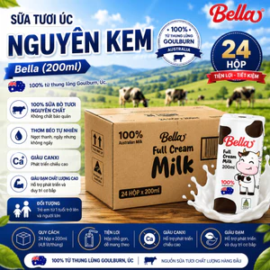 Thùng 24 Hộp Sữa Tươi Nguyên Kem Bella Úc 200ml Chính Hãng Sữa Bò Tươi Nhập Khẩu Vị Béo Dinh Dưỡng