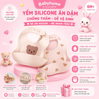 YẾM ĂN DẶM SILICON hoạ tiết gấu Hàn
