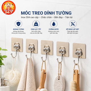 Combo 10-50 Móc Dán Tường Inox 304 Không Khoan Chịu Lực 5kg - Móc Treo Tường Chống Gỉ Chống Nước