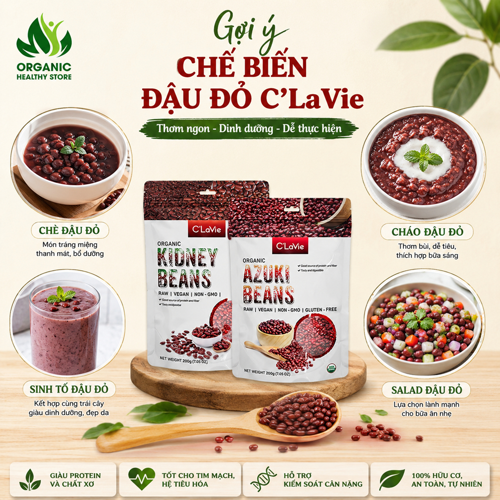 Đậu đỏ azuki, kidney hữu cơ C'LaVie Organc Azuki / Kidney Beans