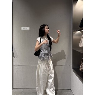 𝐏𝐚𝐫𝐚𝐜𝐡𝐮 𝐏𝐚𝐧𝐭𝐬 - Quần dài ống suông rộng phối ren nhấn eo nhien.official NQD00008