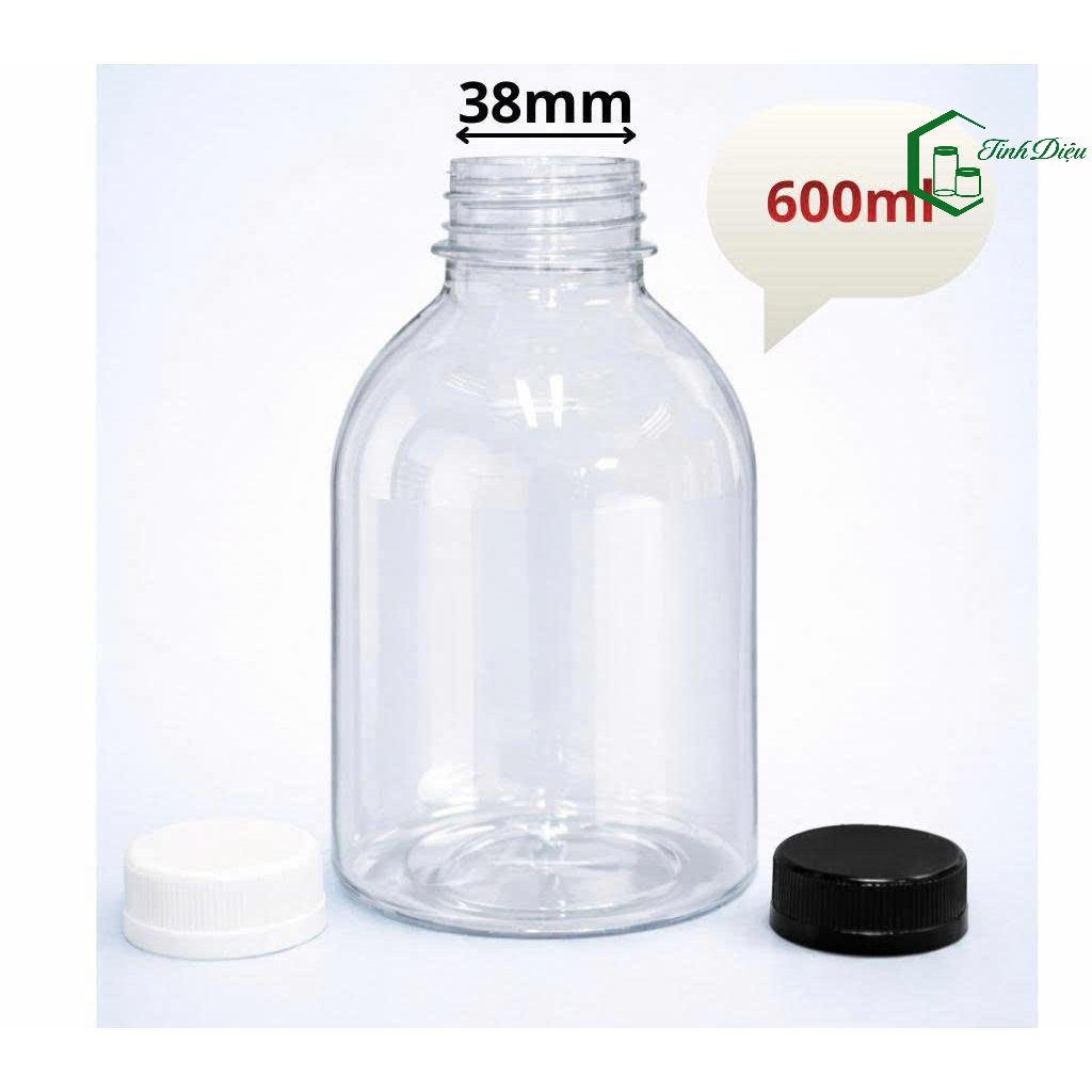 Combo 5 Chai Tròn Ú Dung Tích 400ml/600ml/1000ml – Chai Nhựa PET Đựng Trà Sữa, Nước Ép, Sữa Hạt