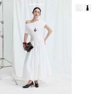 [NEW7] Đầm Dài Trễ Vai Form Tùng Bí Phối Vải, Chất Vải Thun Co Giãn Thoải Mái Thanh Lịch, WDD101 SOME HOW STORE