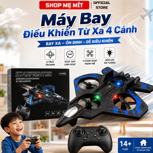 Máy Bay Điều Khiển Từ Xa Mini 4 Cánh Quạt Có Đèn LED Drone Đồ Chơi Cho Bé Cất Hạ Cánh 1 Nút