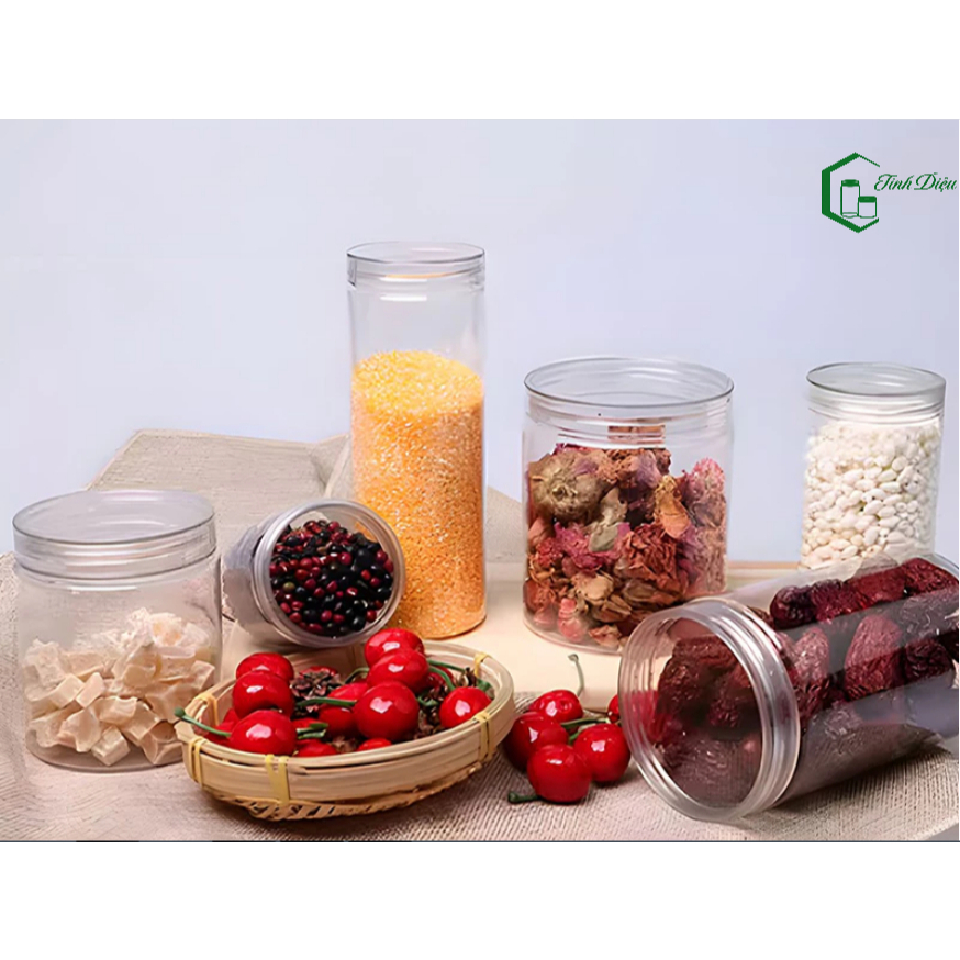COMBO 5 HŨ NHỰA PET PHI 85 DUNG TÍCH 250-1050ML - HŨ ĐỰNG HẠT, BÁNH KẸO, TRÁI CÂY SẤY, THỰC PHẨM KHÔ