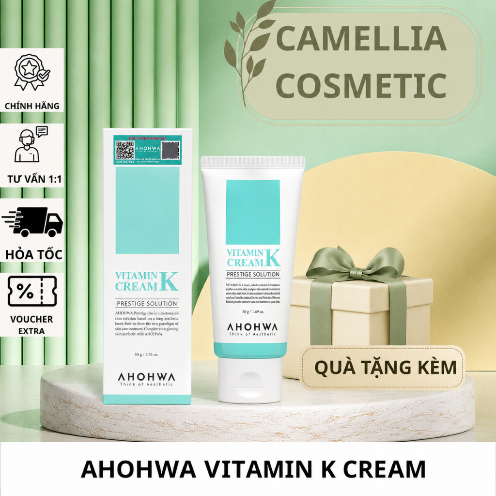 [ĐẠI LÝ CHÍNH HÃNG] Kem Dưỡng Phục Hồi Ahohwa Vitamin K Cream - Phục Hồi Da Mỏng Đỏ, Giãn Mao Mạch, Làm Dịu Da