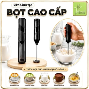 Máy Đánh Bọt Sữa Cà Phê Mini Cầm Tay Vòm Decor Kèm Giá Đỡ, Đánh Trứng Dùng Pin, Inox 304 ABS – Mã M