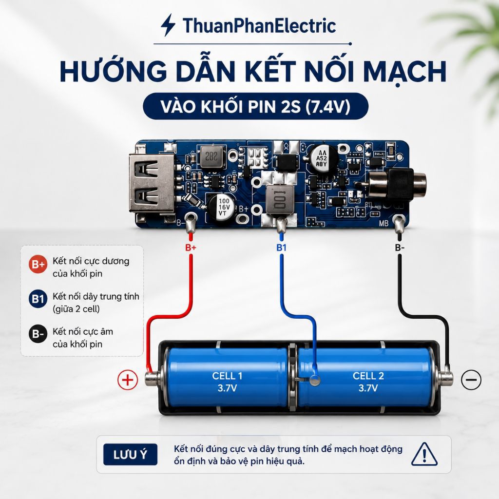 [Combo 5 bộ] Vỏ mạch đóng pin áo điều hoà 2s 6cell 28650/21700