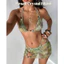 NUNG NIU - Bộ Bikini 3 Món Hoa Tiết Đính Đá Vibe Âu Mỹ Mùa Hè