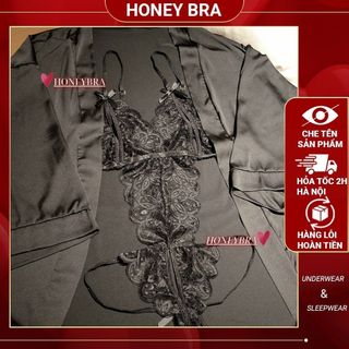 Set áo choàng lụa satin + Đai gợi cảm JS02 Đồ ngủ sexy quyến rũ Jum ngủ + Áo choàng gợi cảm quyến rũ