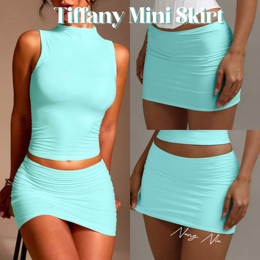 NUNG NIU - Chân Váy Xanh Tiffany Trendy Ôm Sát Tôn Dáng Vải Mịn Mát Co Dãn