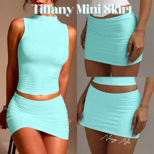 NUNG NIU - Chân Váy Xanh Tiffany Trendy Ôm Sát Tôn Dáng Vải Mịn Mát Co Dãn