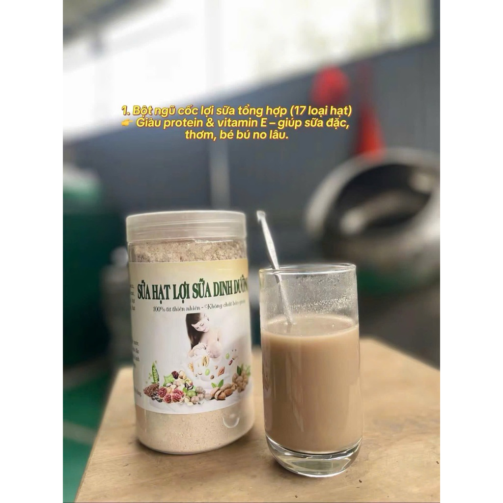 Bột Sữa Hạt Lợi Sữa Dinh Dưỡng 17 Loại Hạt Cho Mẹ Bầu Và Sau Sinh - Hũ 500g - Thảo Mộc Organic
