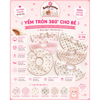 Yếm Tròn Nhung 6 Lớp Babyhome Cho Bé – Yếm Ăn Dặm Cao Cấp, Thấm Hút Tốt, Mềm Mịn An Toàn