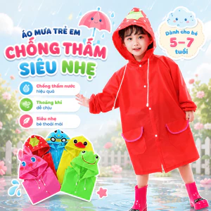 Áo Mưa Trẻ Em Chống Thấm Nước Cao Cấp RICHOUSE, Áo Mưa Bé Trai Bé Gái 5-7 Tuổi Hình Động Vật Dễ Thương