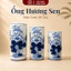 Ống Hương, Lọ Đựng Hương Bàn Thờ Bát Tràng Men Lam( Hàng Vẽ Kĩ ) Hoạ Tiết Sen H18-H25