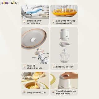 Máy Xay Ăn Dặm Bear 0.3L Máy Xay Đa Năng 8 Lưỡi Cho Bé Ăn Dặm Tự Động Ngắt CH-5H02D24