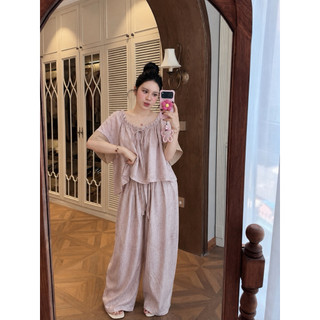 •𝙆𝙞𝙣𝙜𝙨𝙝𝙤𝙥𝙗𝙚𝙖𝙪𝙩𝙮•Set Tơ Đũi Chun Cổ Phối Tay Ren QC