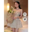 Váy trễ vai lệch vai phối ren, thiết kế không dây, phong cạc hiện đại - Hàng Thiết Kế - TY CLOTHING